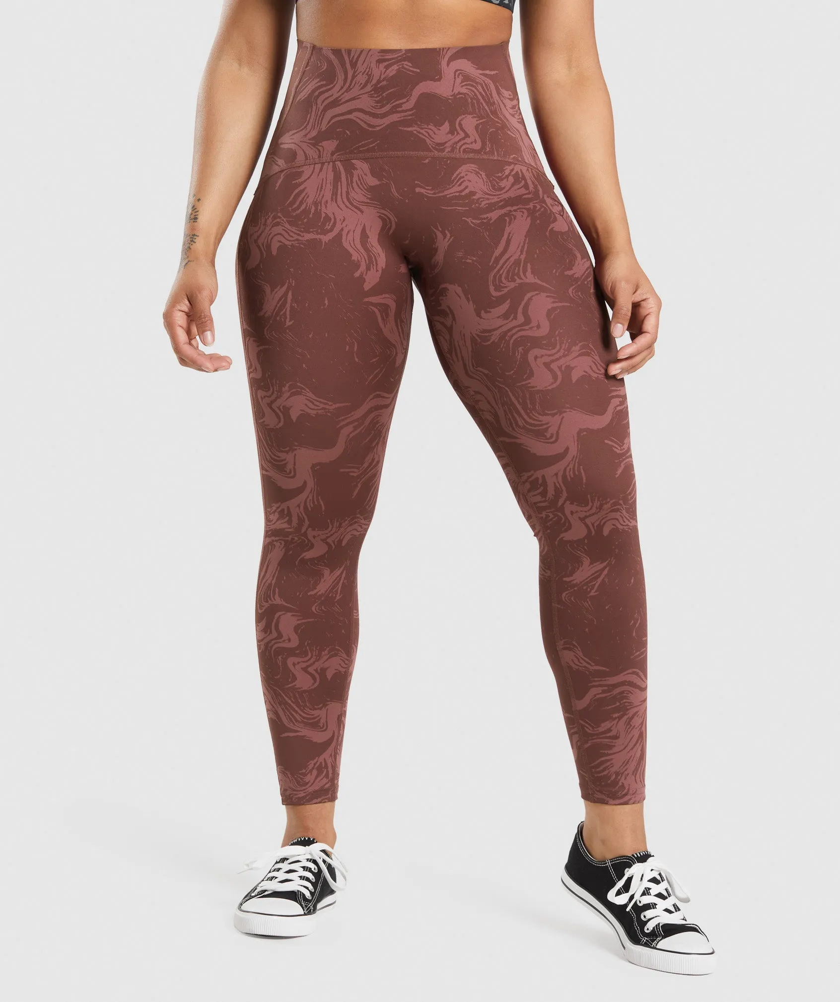 Gymshark Waist Support Leggings - Cherry Brown Print sold by Gymshark