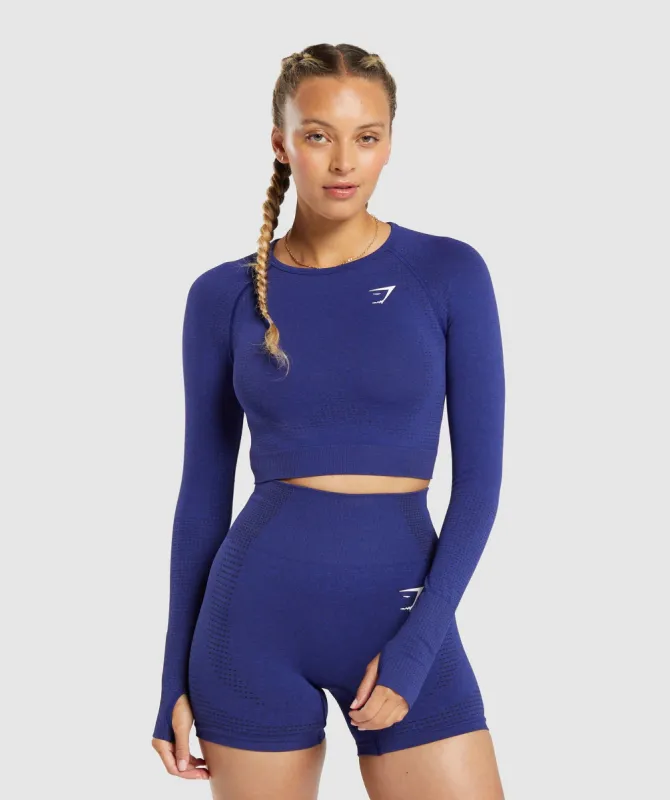 Gymshark Vital Seamless  Crop Top - Cobalt Purple Marl sold by Gymshark