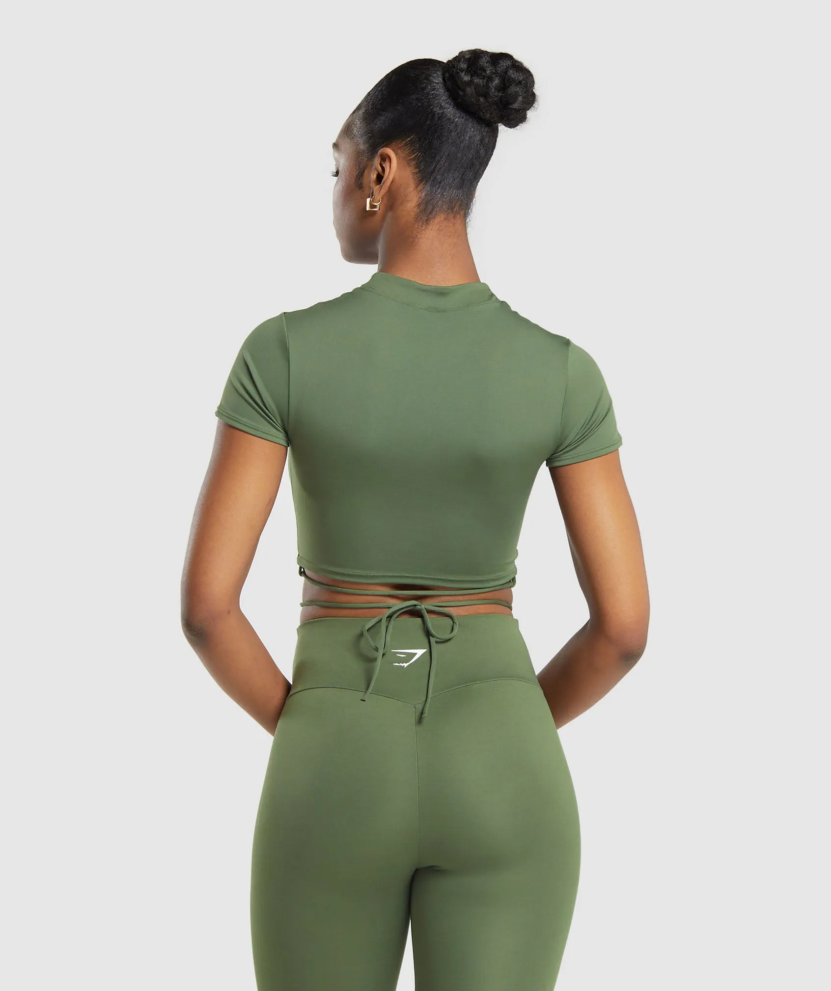 Gymshark Everyday Mock Neck Ribbon T-Shirt - Core Olive sold by Gymshark product image thumbnail 3