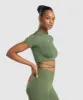 Gymshark Everyday Mock Neck Ribbon T-Shirt - Core Olive sold by Gymshark