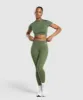 Gymshark Everyday Mock Neck Ribbon T-Shirt - Core Olive sold by Gymshark