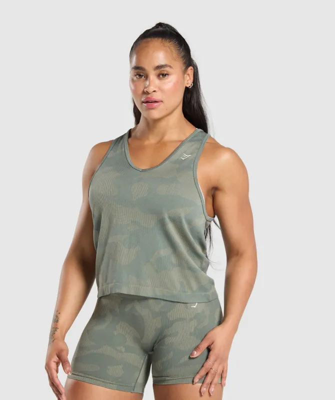 Gymshark Adapt Camo Seamless Tank - Unit Green/Chalk Green sold by Gymshark