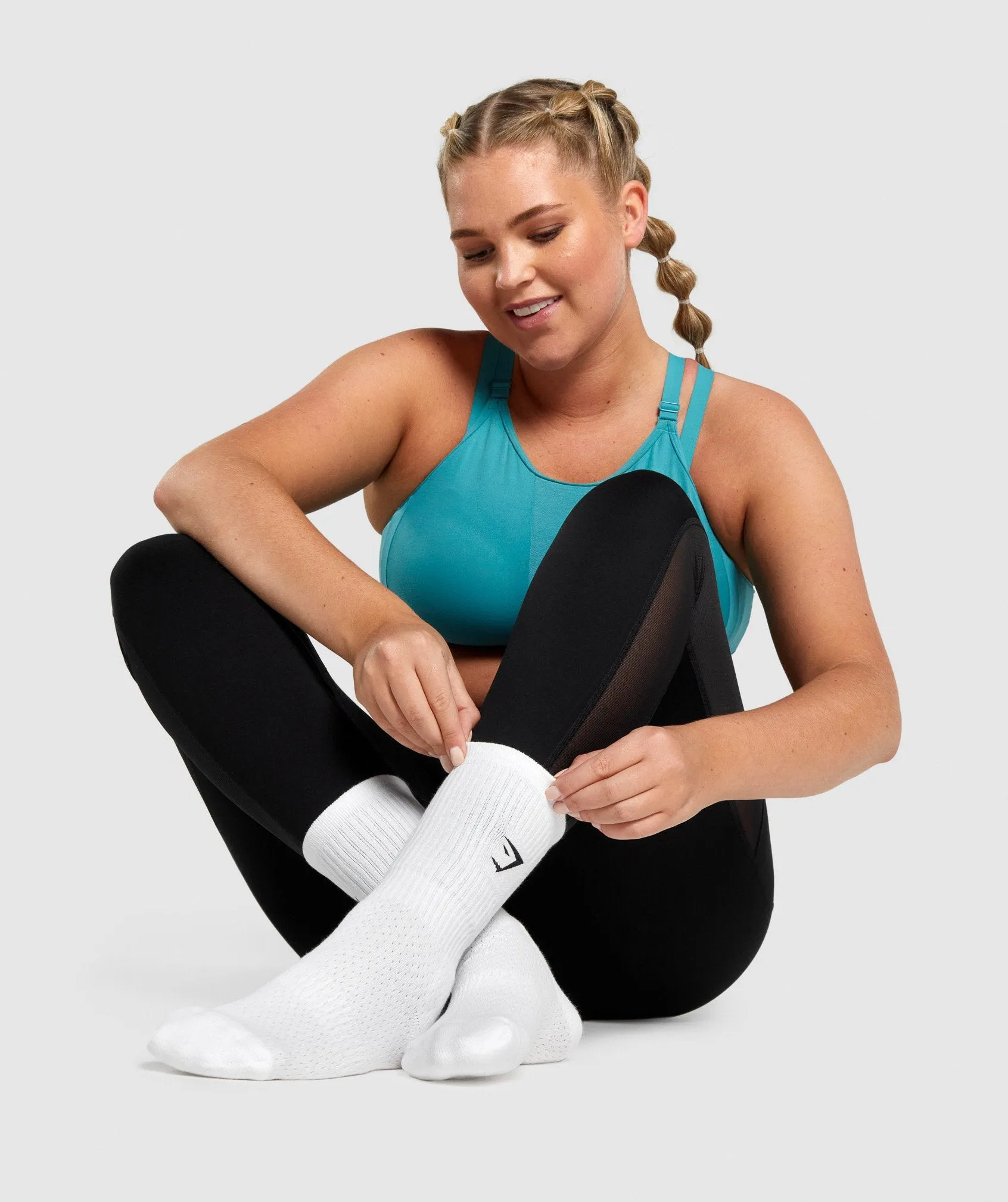 Gymshark Embroidered Sharkhead Crew Socks - White sold by Gymshark product image thumbnail 2