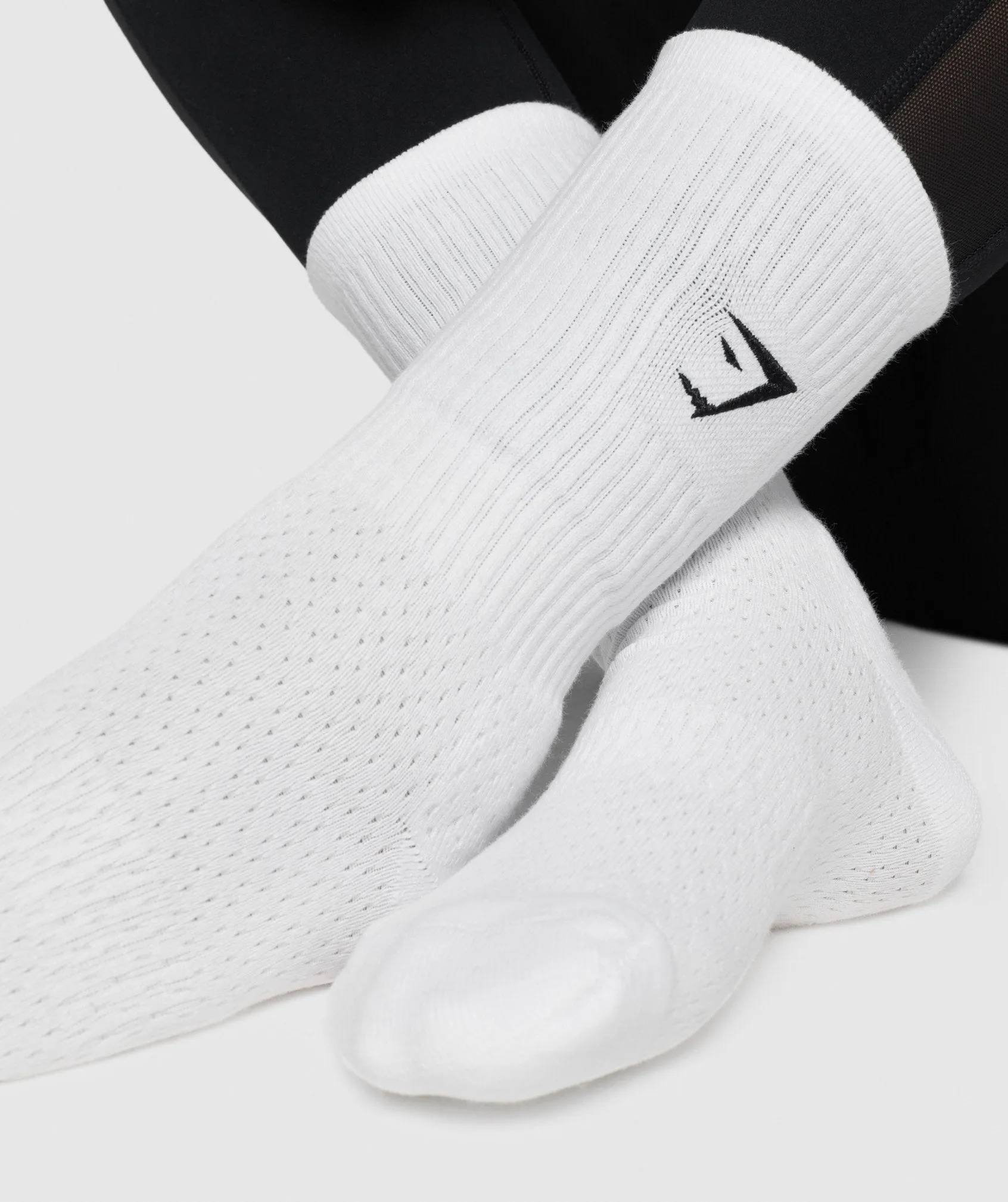 Gymshark Embroidered Sharkhead Crew Socks - White sold by Gymshark product image thumbnail 4