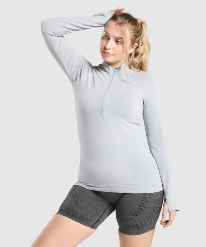 Gymshark Vital Seamless 2.0 1/2 Zip Pullover - Light Grey Marl sold by Gymshark