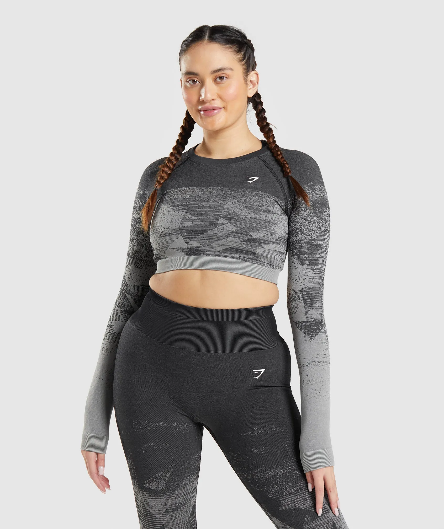 Gymshark Adapt Ombre Crop Top - Triangle | Black Print sold by Gymshark