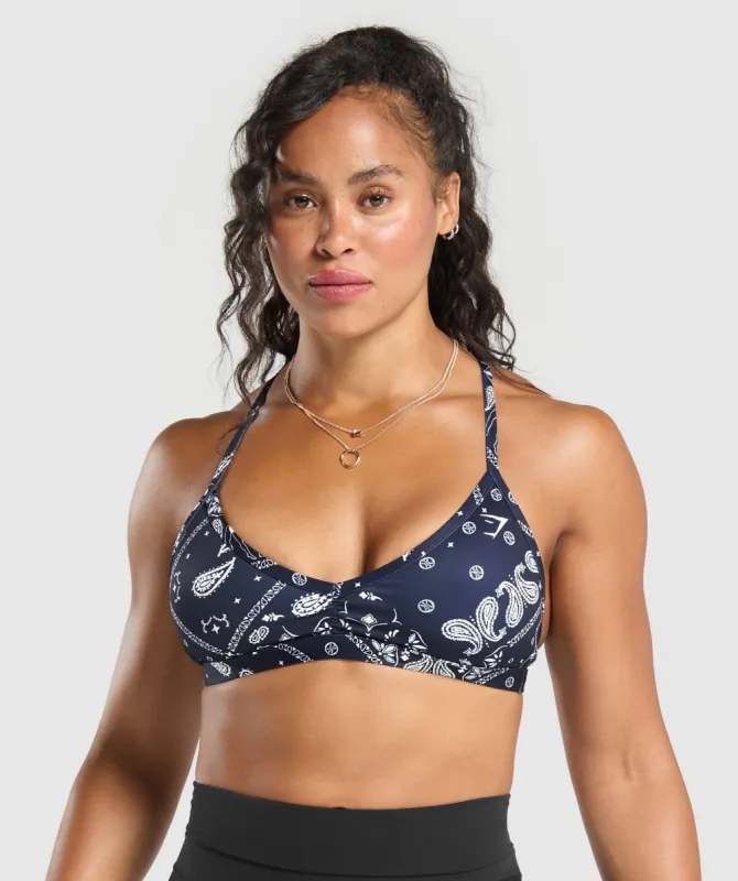 Gymshark Bandana Print Minimal Bra - Heavy Blue sold by Gymshark
