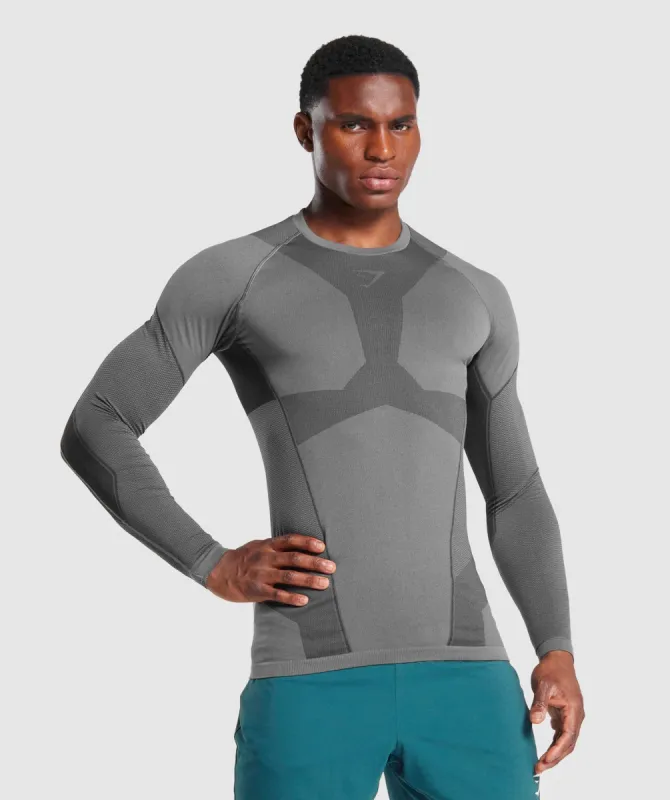Gymshark Free Force Seamless Long Sleeve T-Shirt - Grey sold by Gymshark