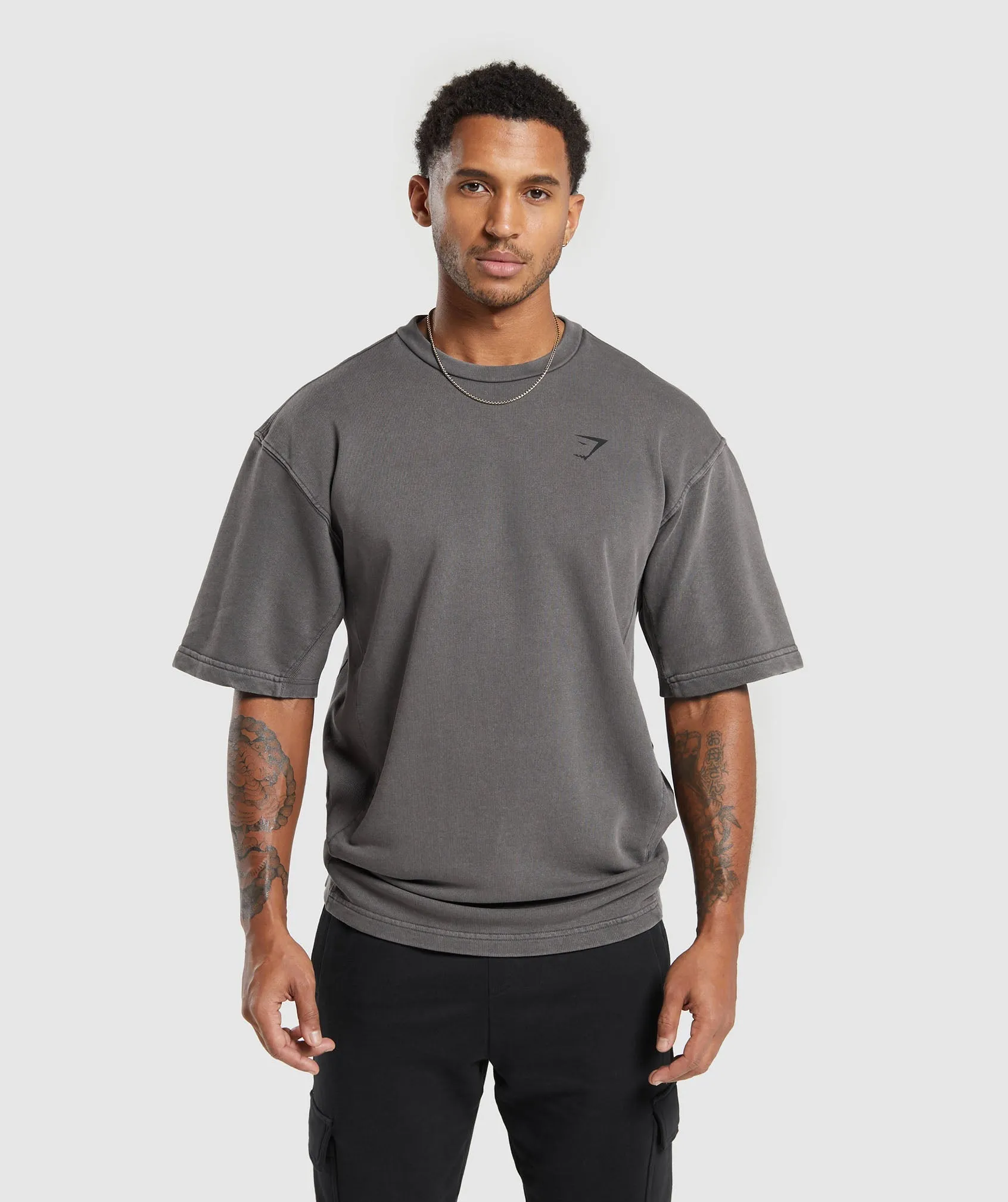Gymshark Power Washed Short Sleeve Crew - Onyx Grey sold by Gymshark