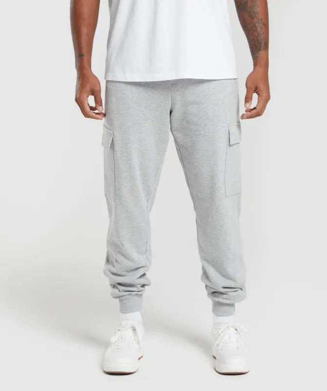 Gymshark Rest Day Essentials Cargo Joggers - Light Grey Core Marl sold by Gymshark