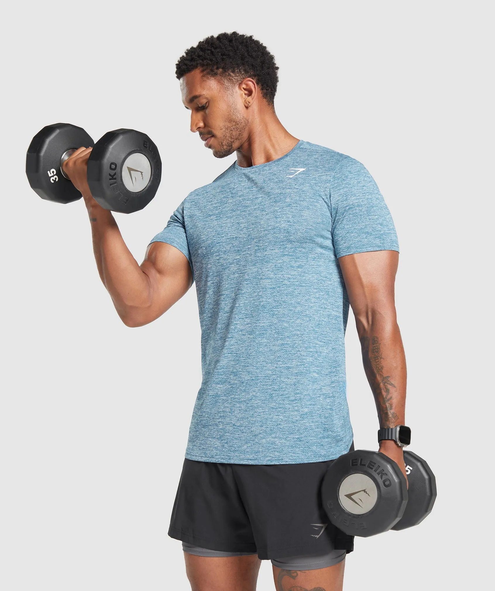 Gymshark Arrival Marl T-Shirt - Utility Blue/Fresh Blue Marl sold by Gymshark product image thumbnail 4