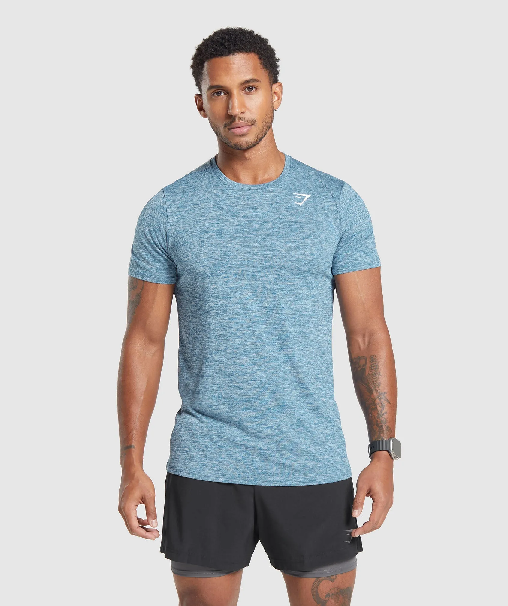 Gymshark Arrival Marl T-Shirt - Utility Blue/Fresh Blue Marl sold by Gymshark