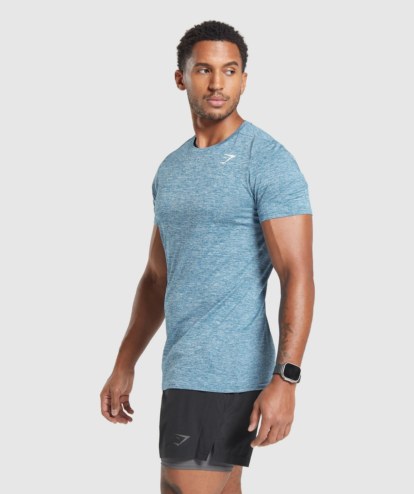 Gymshark Arrival Marl T-Shirt - Utility Blue/Fresh Blue Marl sold by Gymshark product image thumbnail 3
