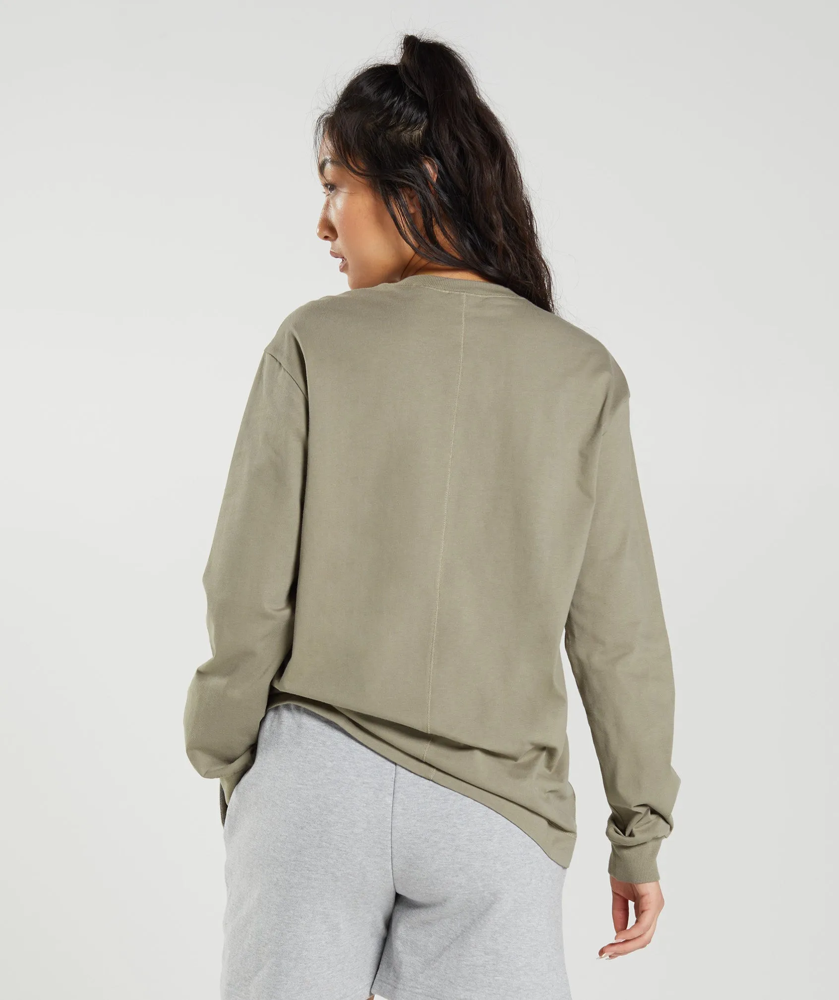 Gymshark Cotton Oversized Long Sleeve Top - Earthy Brown sold by Gymshark product image thumbnail 2