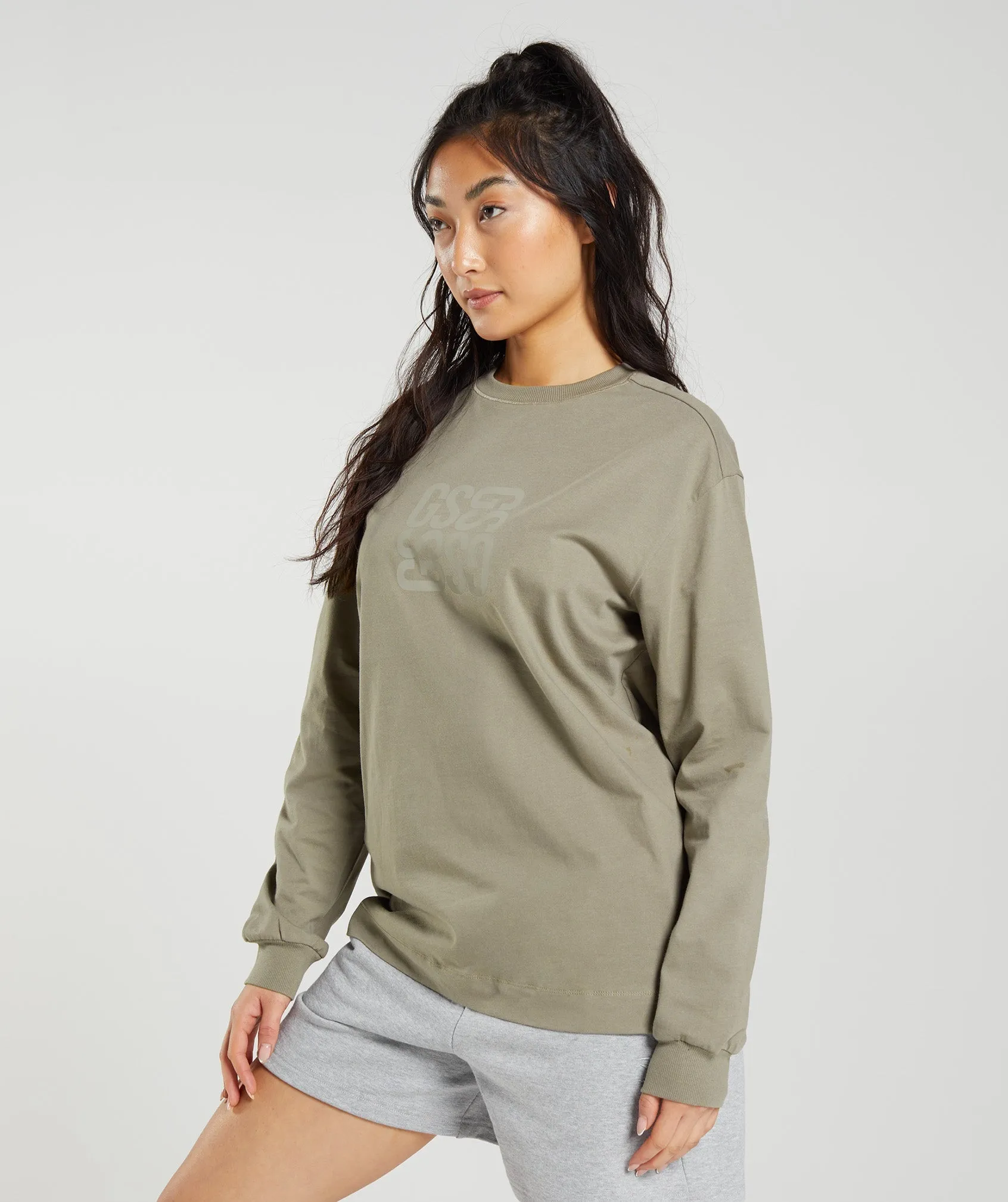 Gymshark Cotton Oversized Long Sleeve Top - Earthy Brown sold by Gymshark product image thumbnail 3