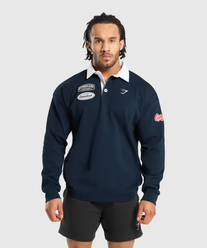 Gymshark Rugby Shirt - Navy/White made by Gymshark