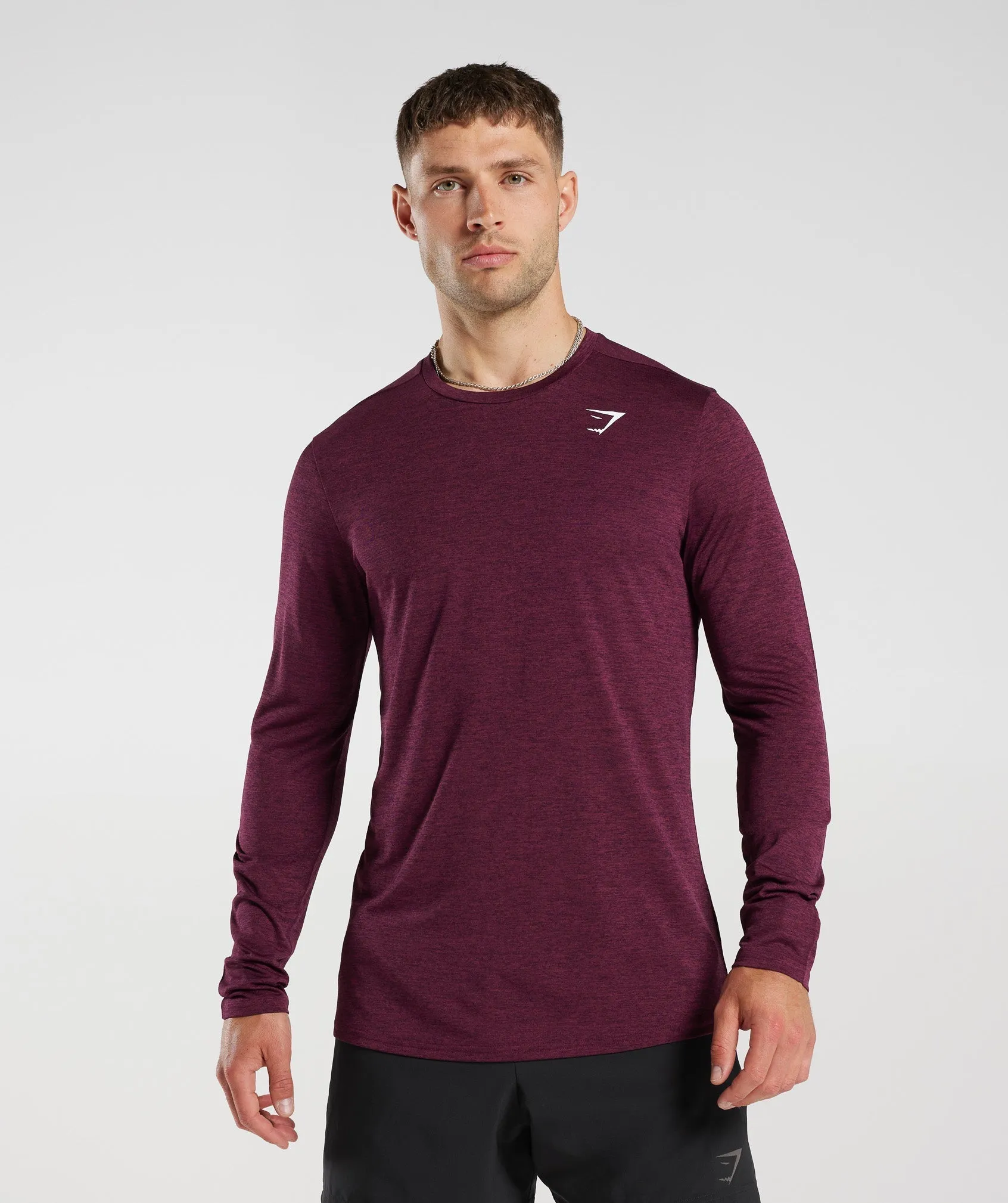 Gymshark Arrival Marl Long Sleeve T-Shirt - Plum Pink/Plum Brown Marl sold by Gymshark