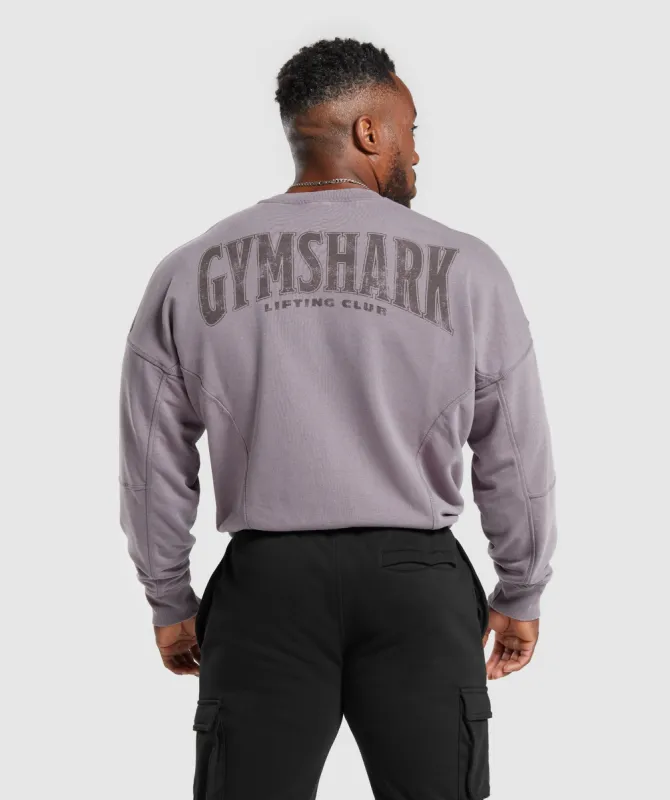 Gymshark Heritage Washed Crew - Fog Purple sold by Gymshark