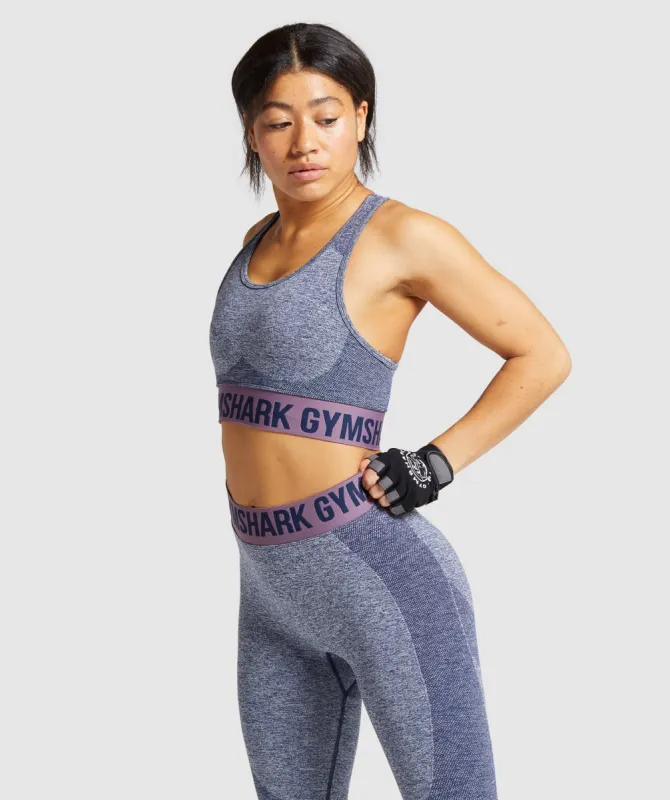Gymshark Flex Sports Bra - Navy Marl/Purple sold by Gymshark