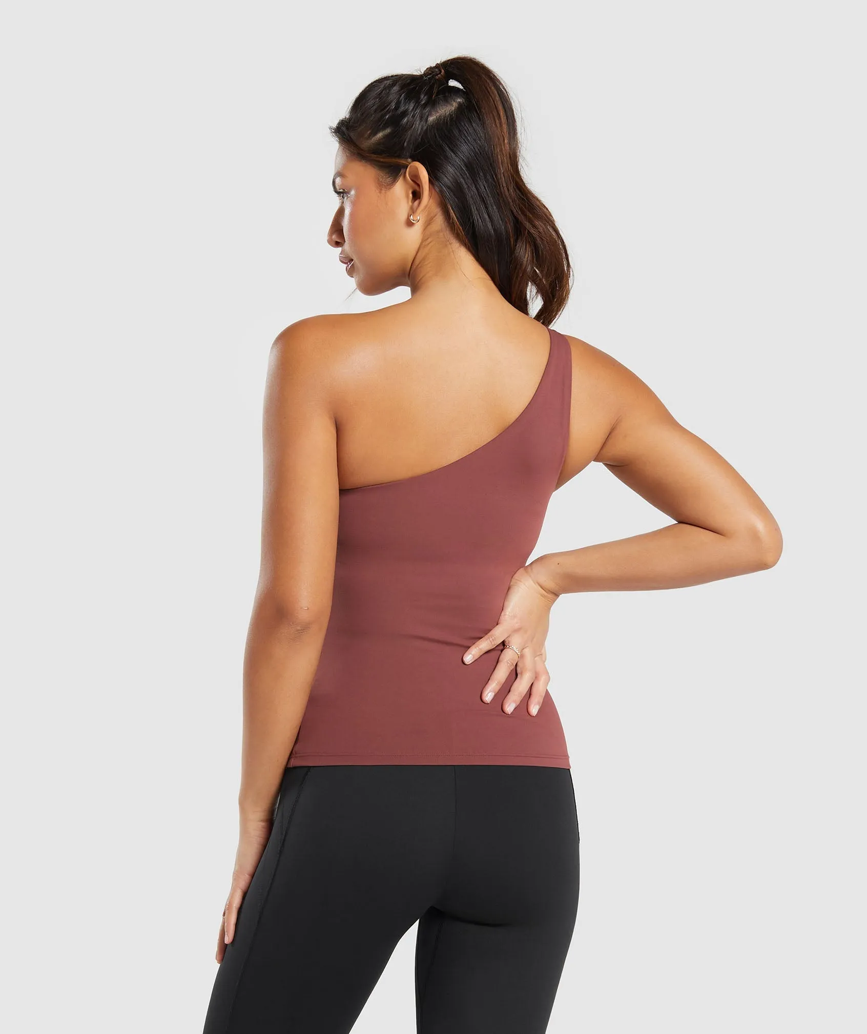 Gymshark Asymmetric Tank With Shelf - Burgundy Brown sold by Gymshark product image thumbnail 2