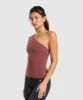Gymshark Asymmetric Tank With Shelf - Burgundy Brown sold by Gymshark