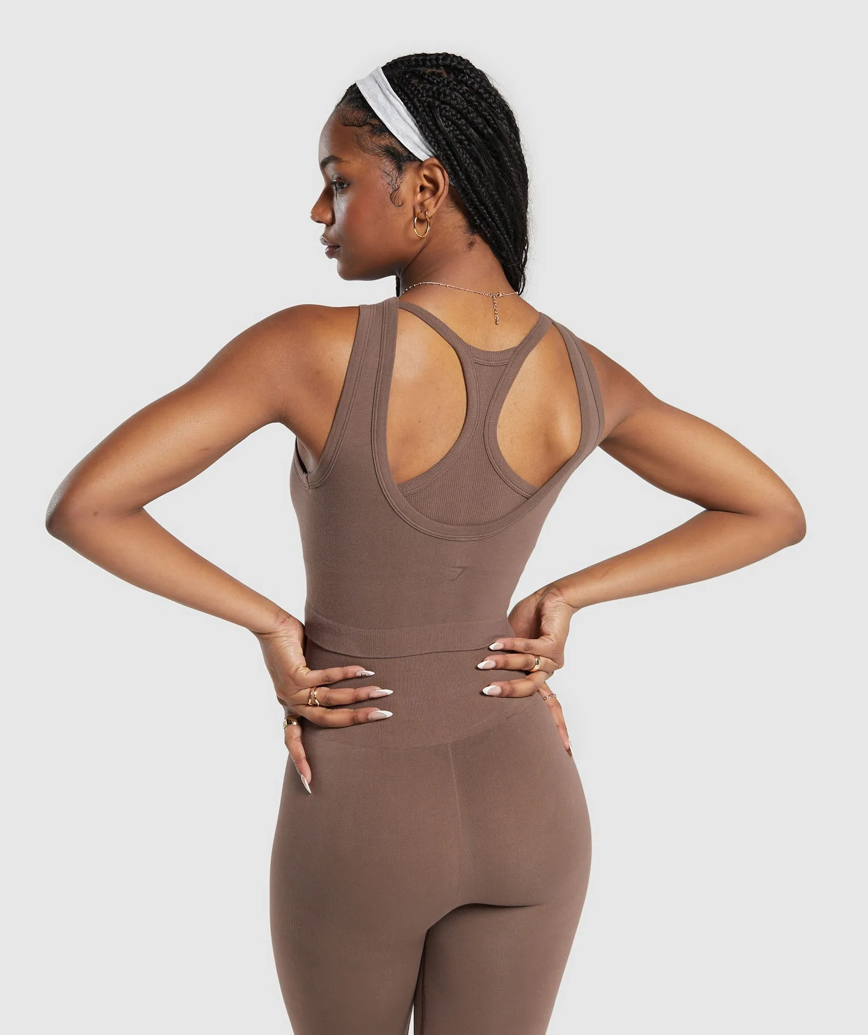 Gymshark Ribbed Cotton Seamless Body Fit Tank - Soft Brown sold by Gymshark product image thumbnail 2