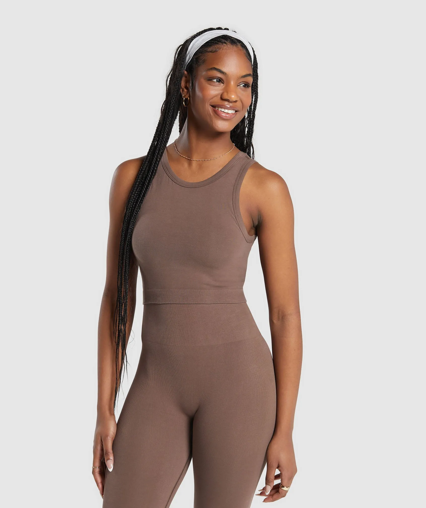 Gymshark Ribbed Cotton Seamless Body Fit Tank - Soft Brown sold by Gymshark