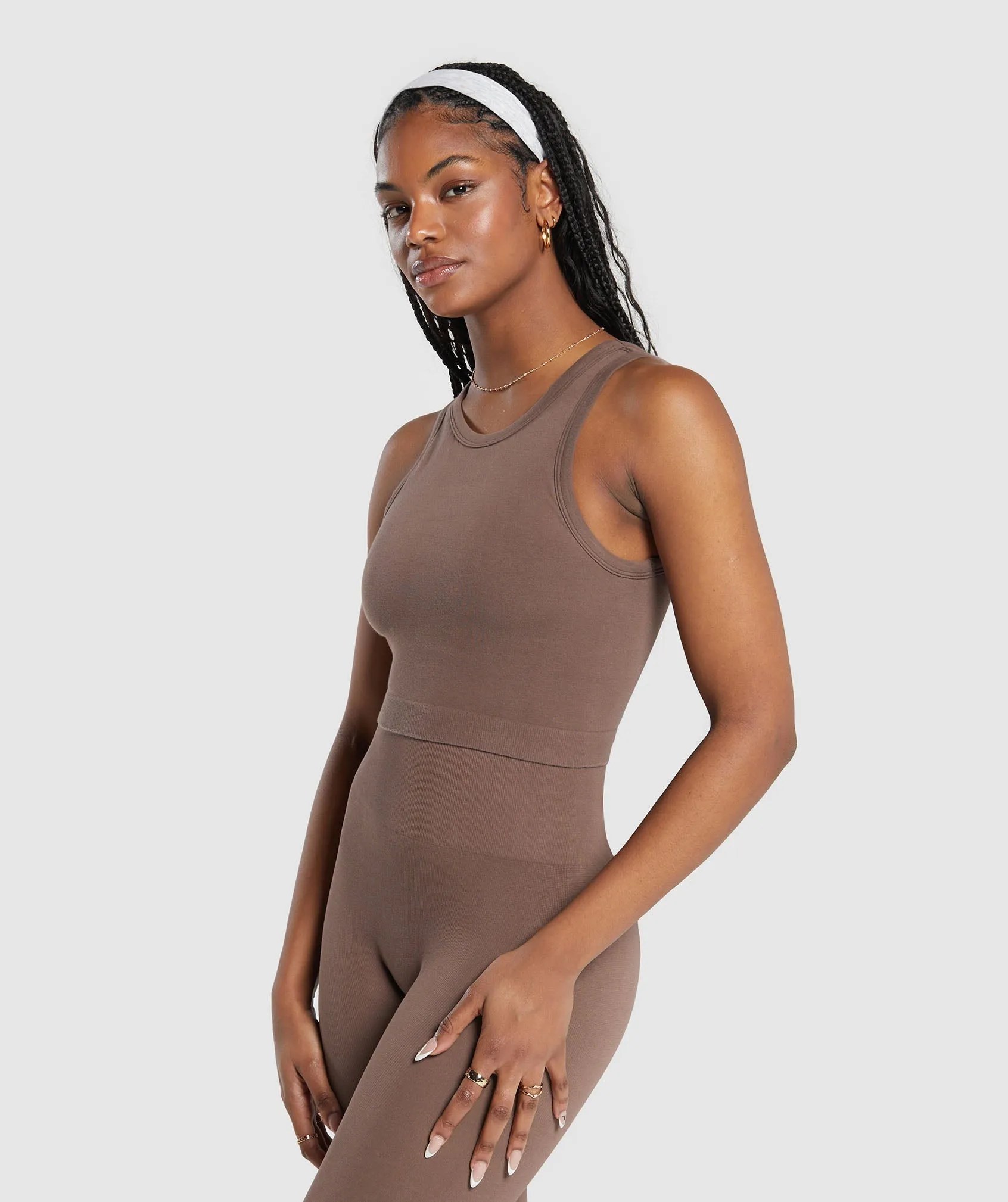 Gymshark Ribbed Cotton Seamless Body Fit Tank - Soft Brown sold by Gymshark product image thumbnail 3