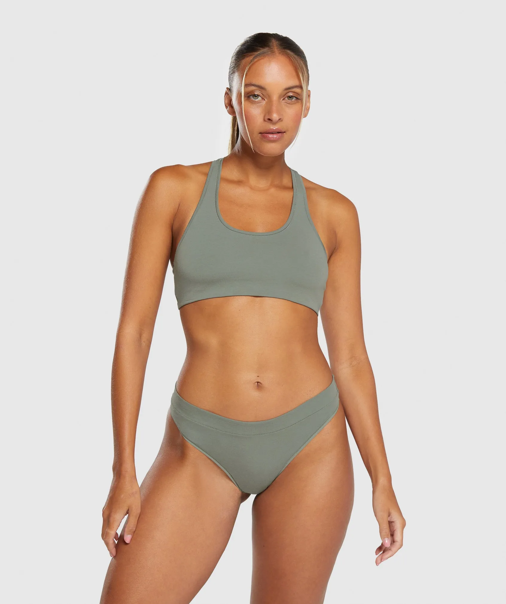 Gymshark Cotton High Leg Thong - Unit Green sold by Gymshark product image thumbnail 4