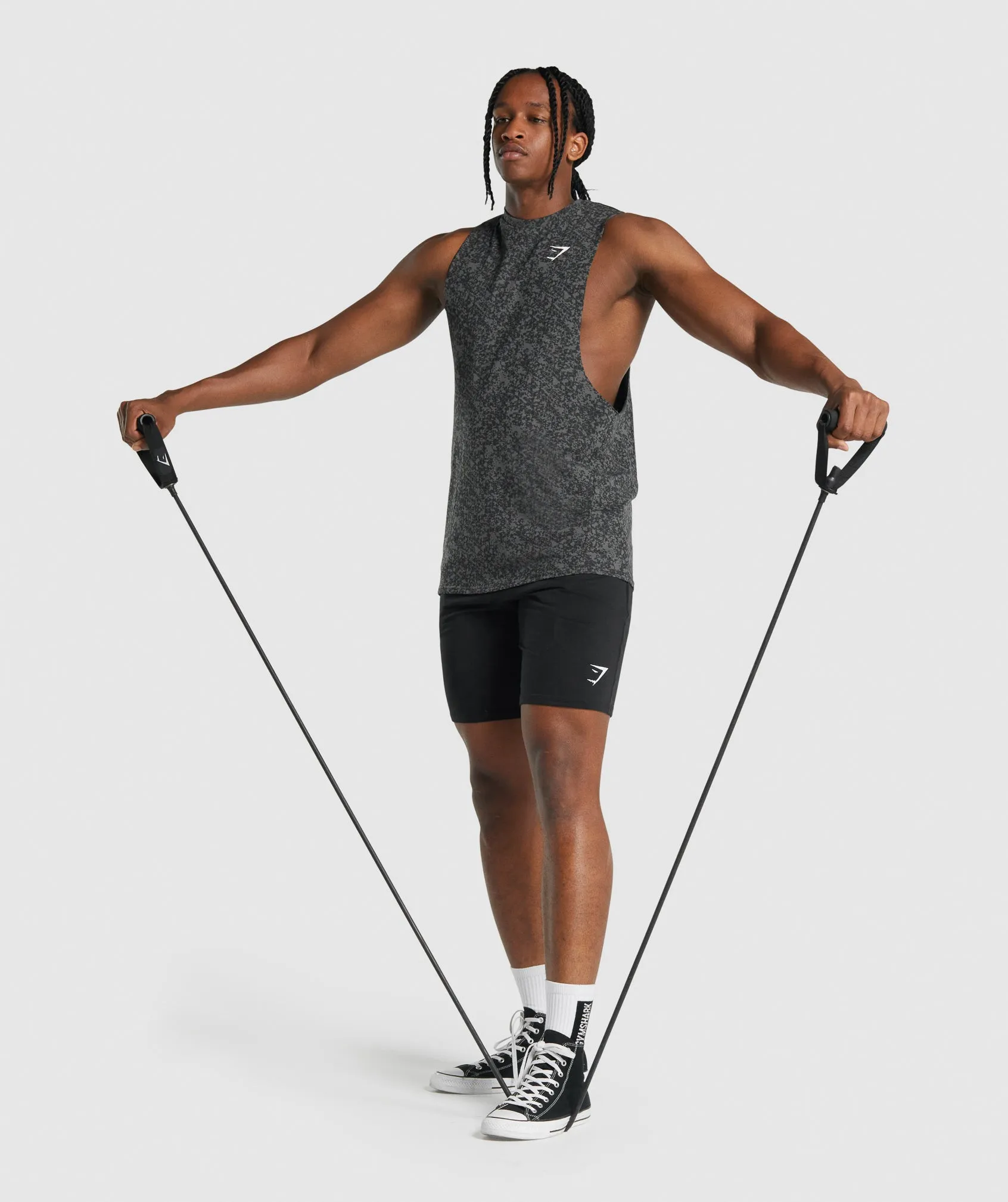 Gymshark Critical 2.0 Drop Arm Tank - Charcoal Print sold by Gymshark product image thumbnail 4