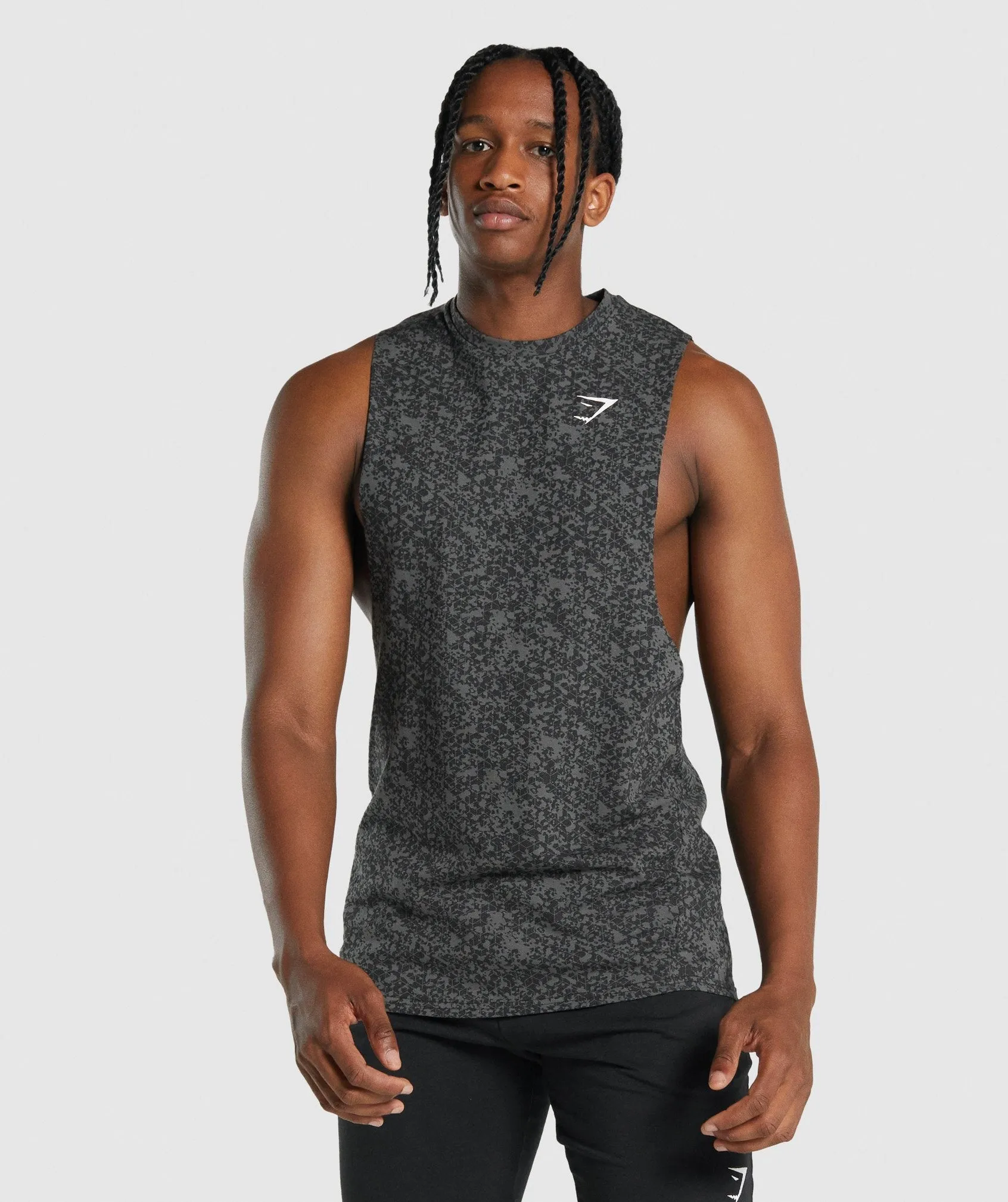 Gymshark Critical 2.0 Drop Arm Tank - Charcoal Print sold by Gymshark