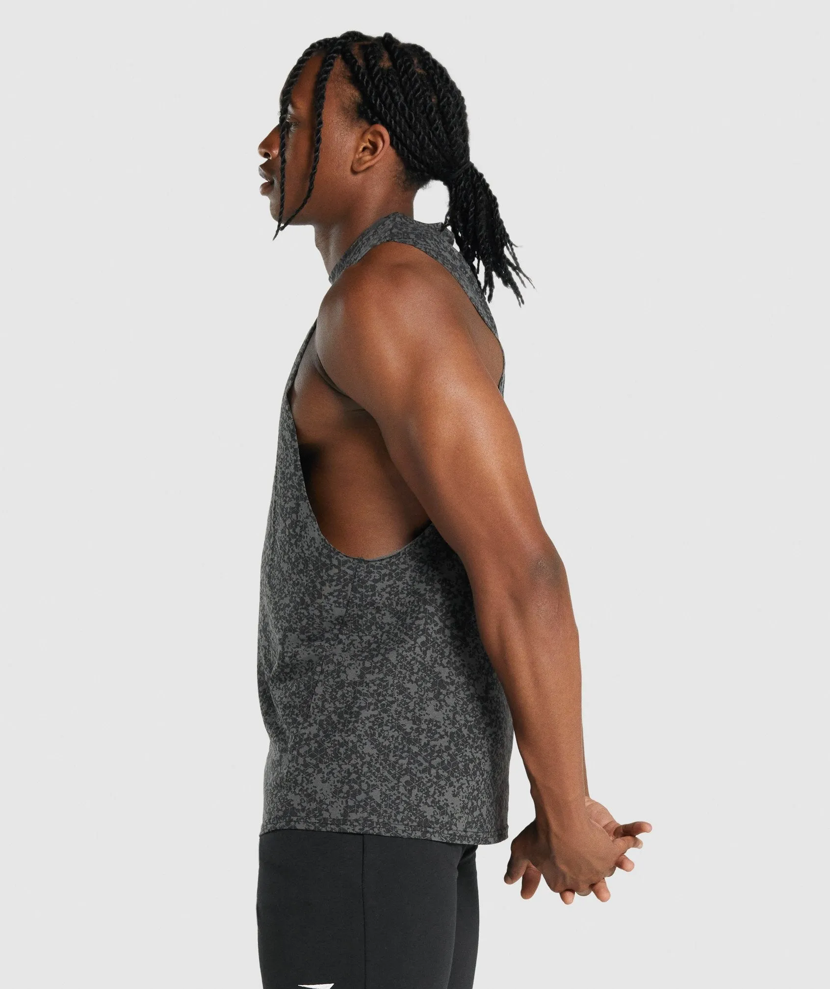 Gymshark Critical 2.0 Drop Arm Tank - Charcoal Print sold by Gymshark product image thumbnail 3