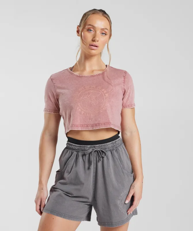 Gymshark Legacy Crop Top - Terracotta Pink/Acid Wash sold by Gymshark