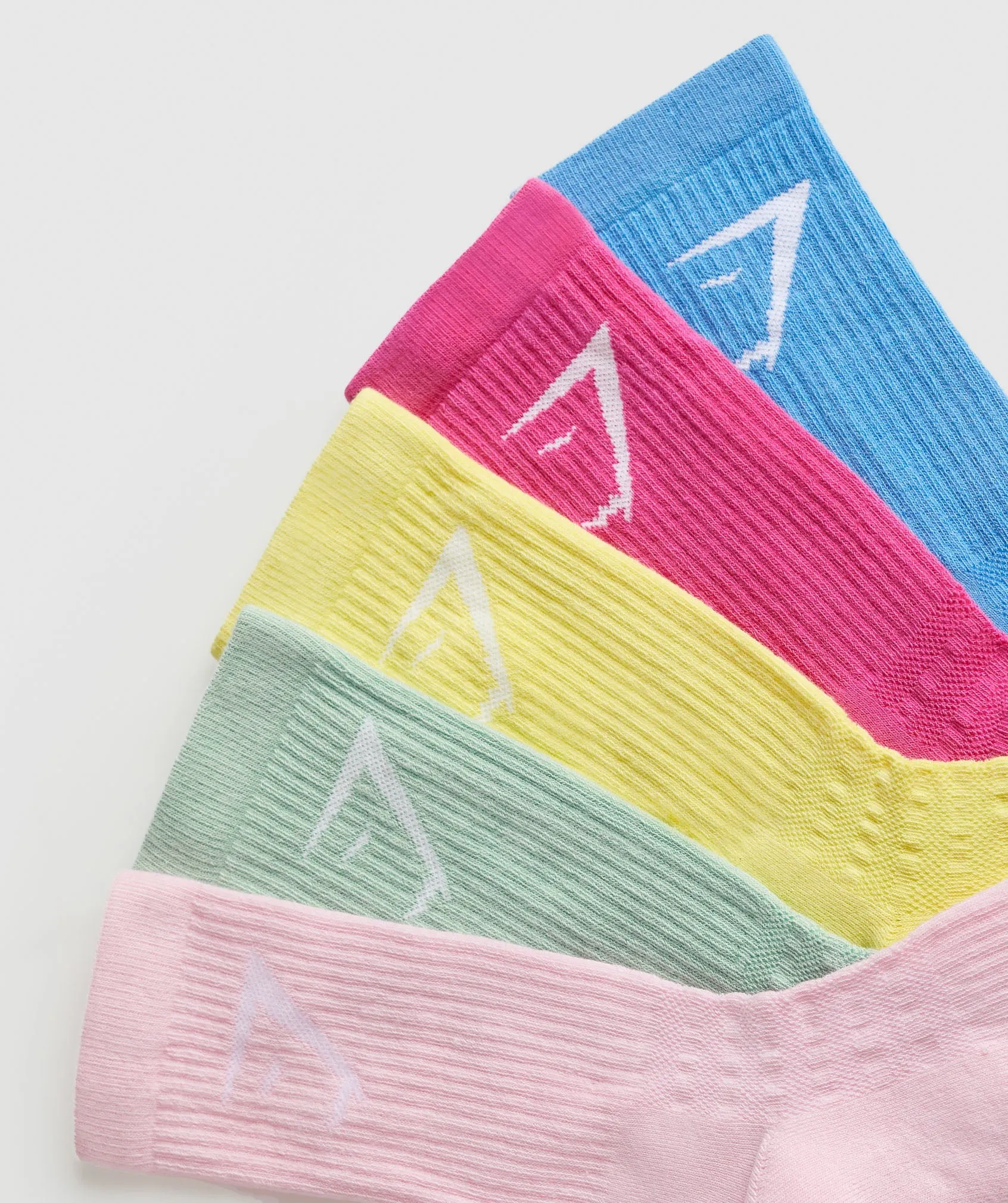 Gymshark Crew Socks 5pk - Pink/Yellow/Green/Pink/Blue sold by Gymshark product image thumbnail 2