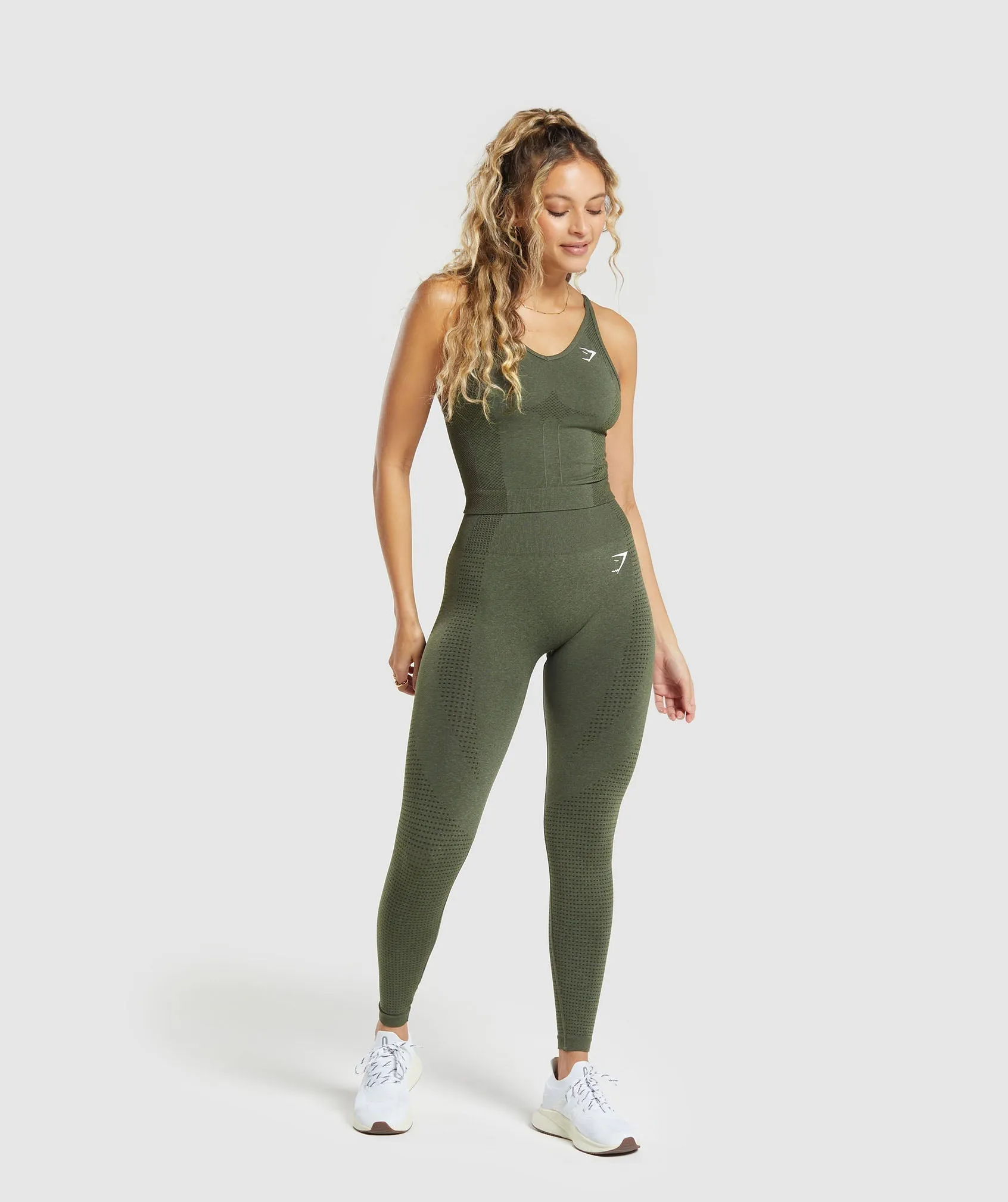 Gymshark Vital Seamless 2.0 Midi Tank - Base Green Marl sold by Gymshark product image thumbnail 4
