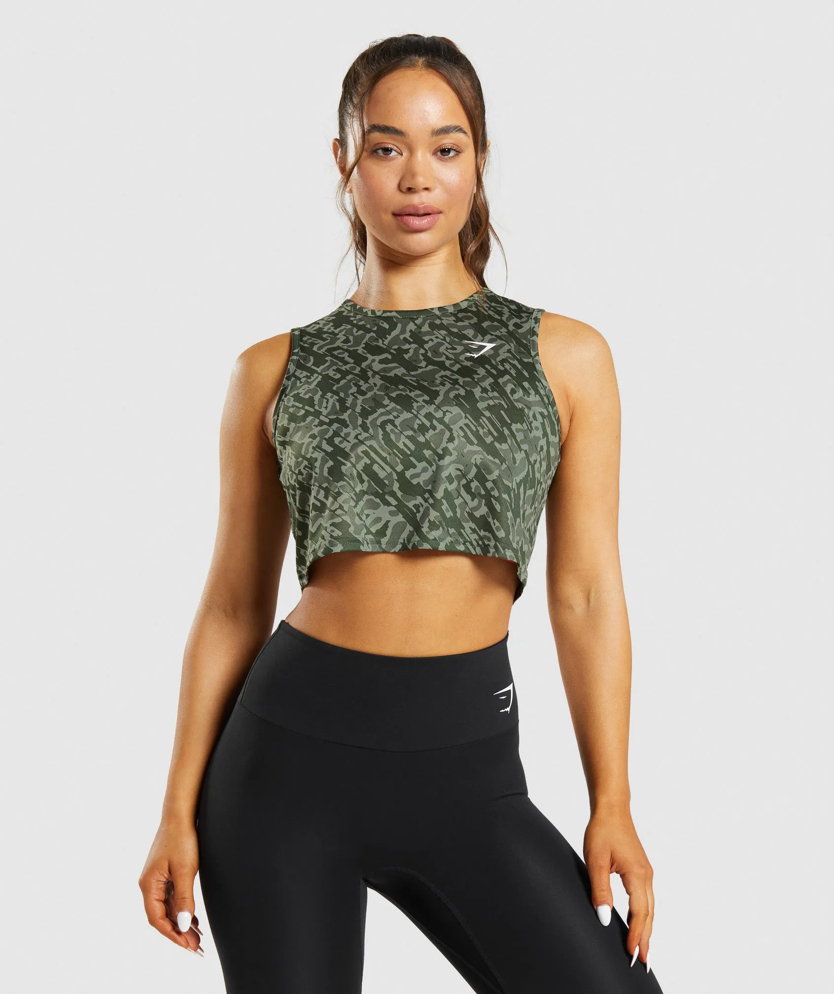 Gymshark Training Crop Tank - Green Print sold by Gymshark