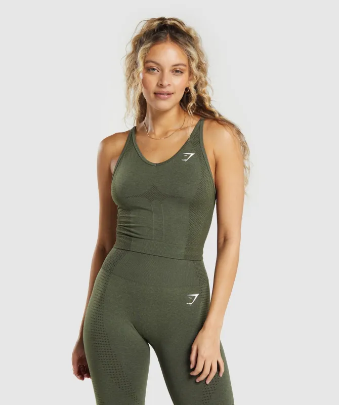 Gymshark Vital Seamless 2.0 Midi Tank - Base Green Marl sold by Gymshark