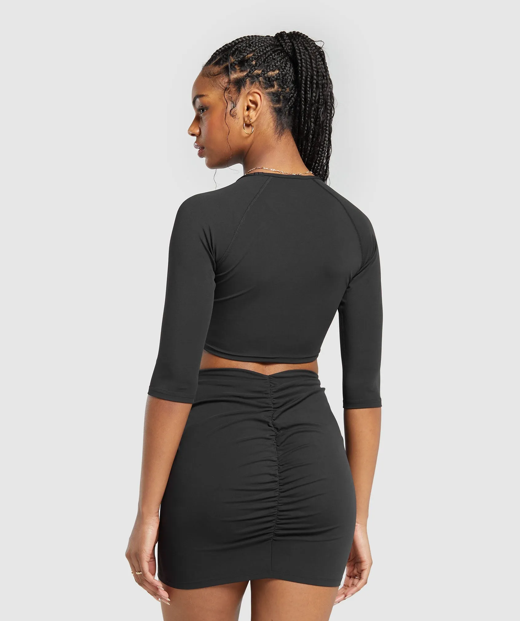 Gymshark Ruche 3/4 Sleeve Crop Top - Black sold by Gymshark product image thumbnail 2