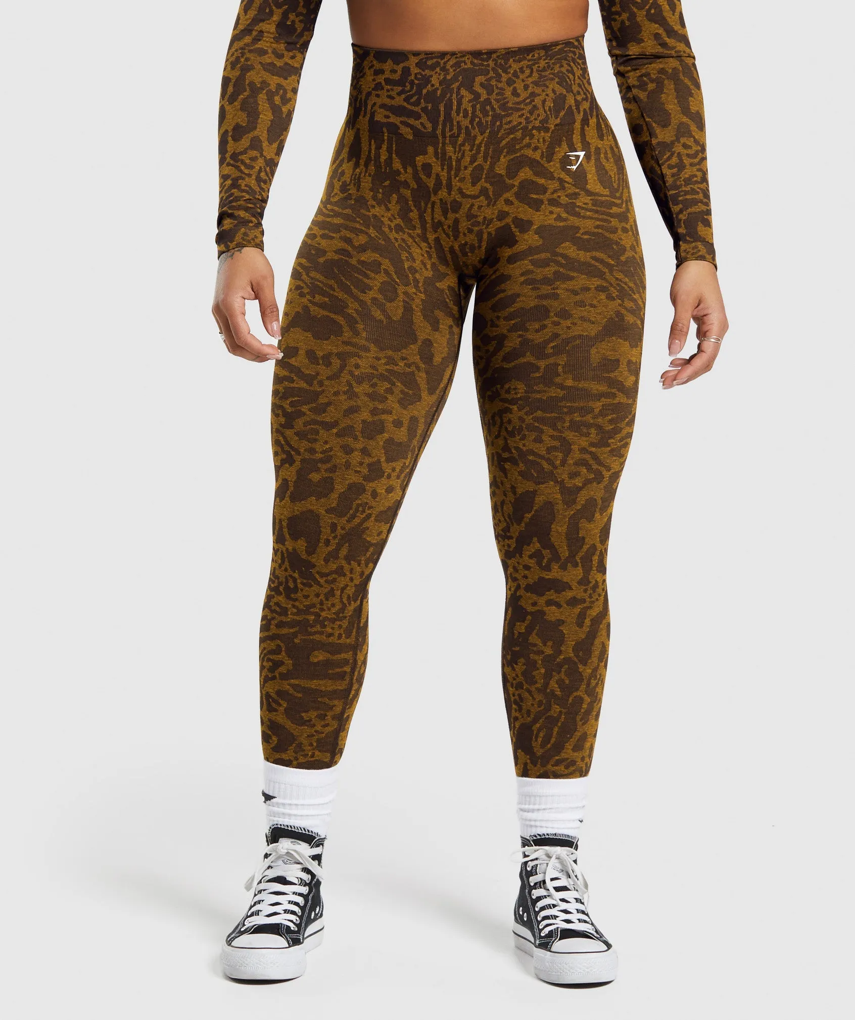 Gymshark Adapt Safari Seamless Leggings - Archive Brown/Burnt Yellow sold by Gymshark