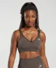 Gymshark Vital V Neck Sports Bra - Brown Marl sold by Gymshark