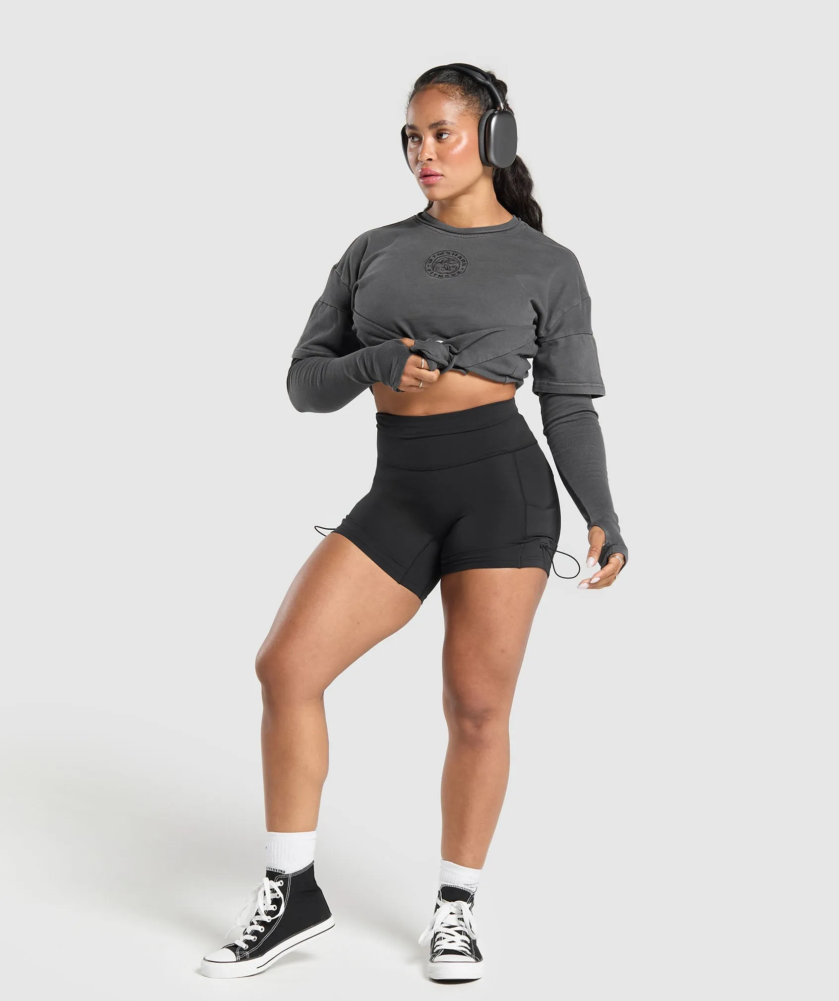 Gymshark Premium Legacy Washed 2-in-1 Long Sleeve - Black sold by Gymshark product image thumbnail 4