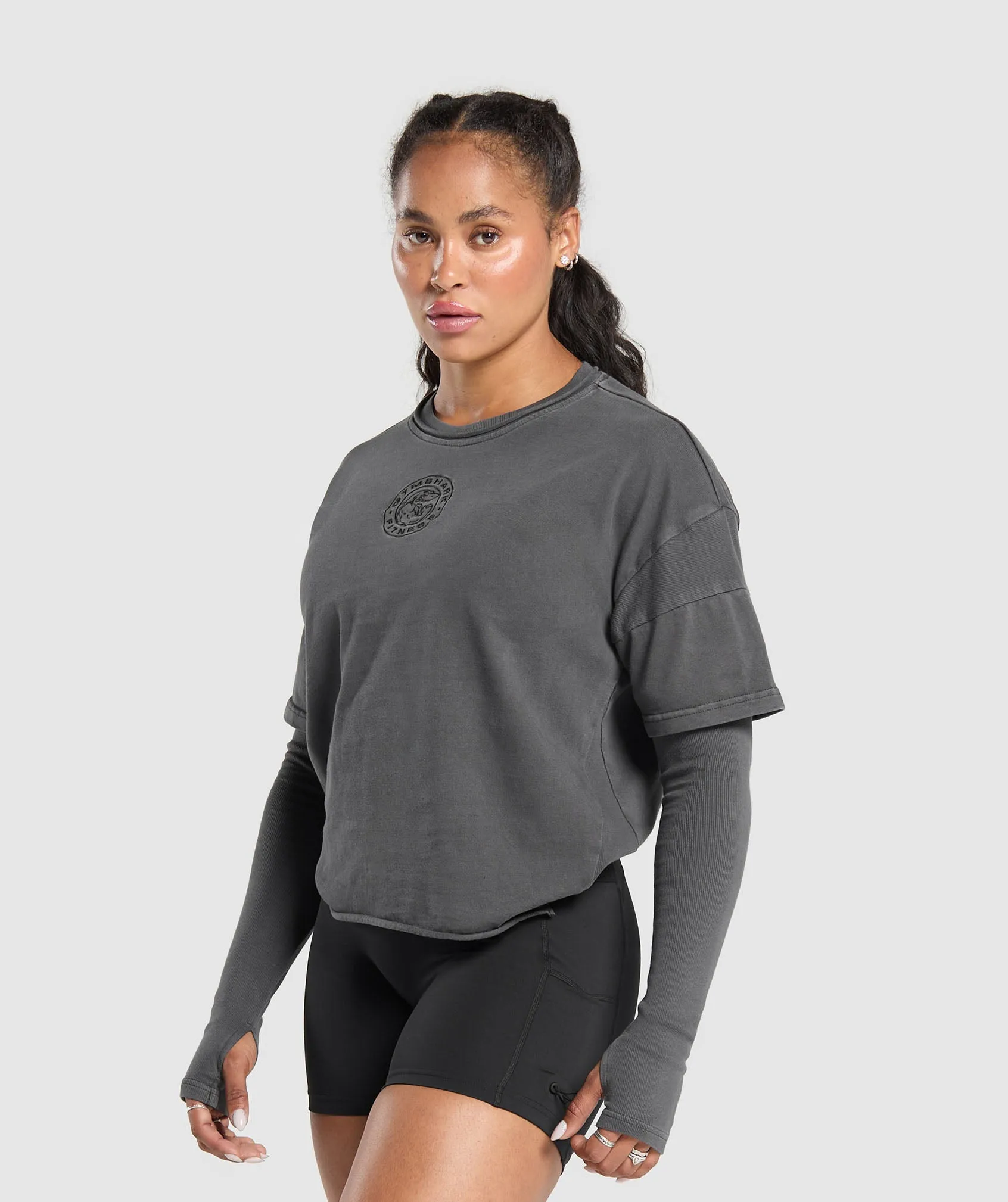 Gymshark Premium Legacy Washed 2-in-1 Long Sleeve - Black sold by Gymshark product image thumbnail 3