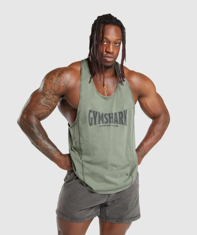 Gymshark Heritage Washed Stringer - Dusk Green sold by Gymshark