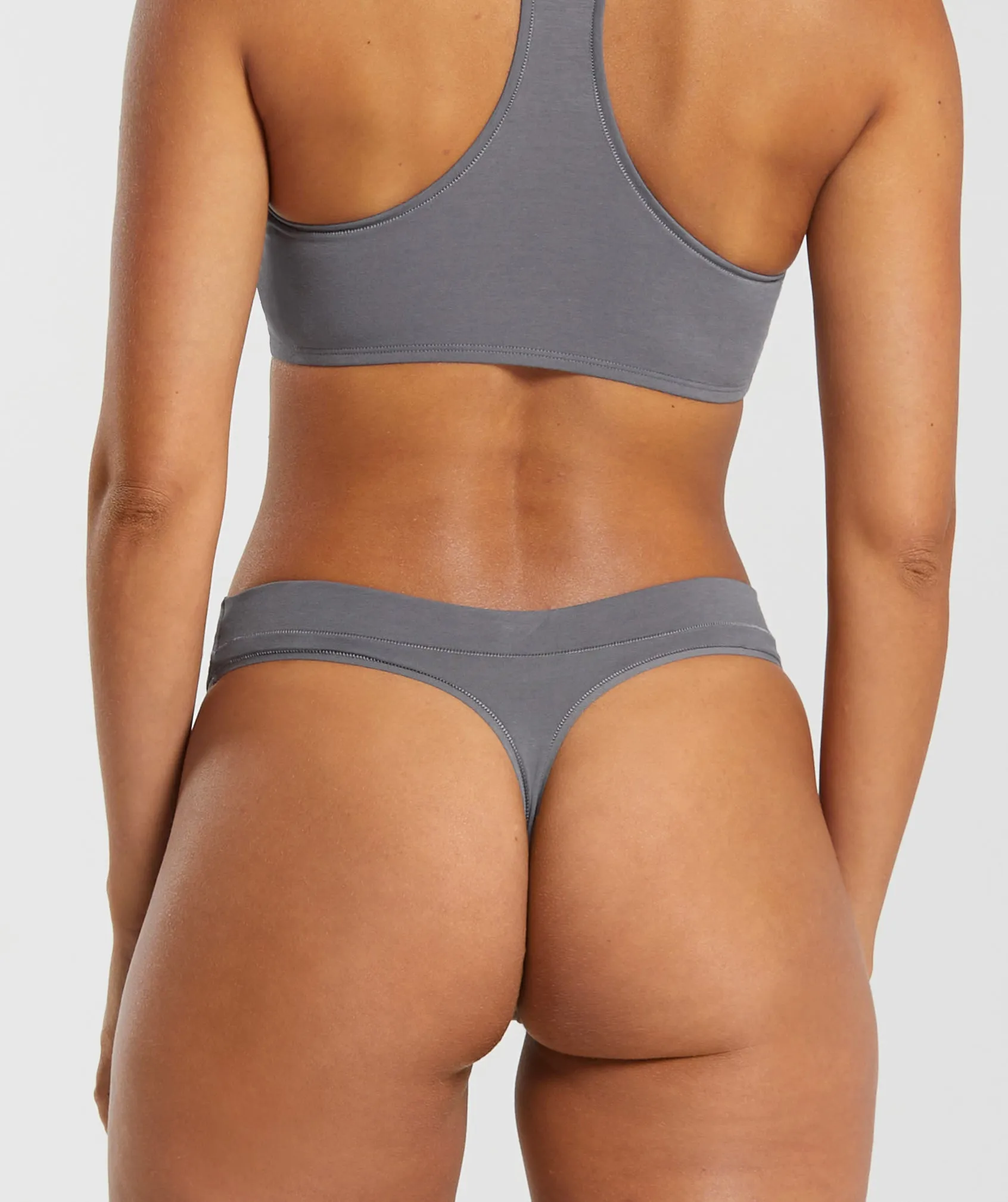 Gymshark Cotton High Leg Thong - Brushed Grey sold by Gymshark product image thumbnail 2