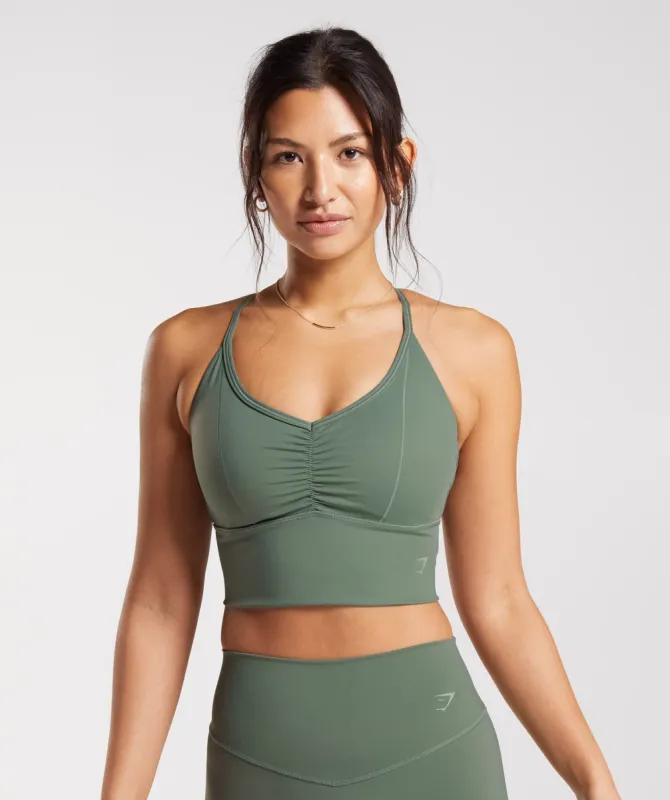 Gymshark Elevate Longline Sports Bra - Willow Green sold by Gymshark