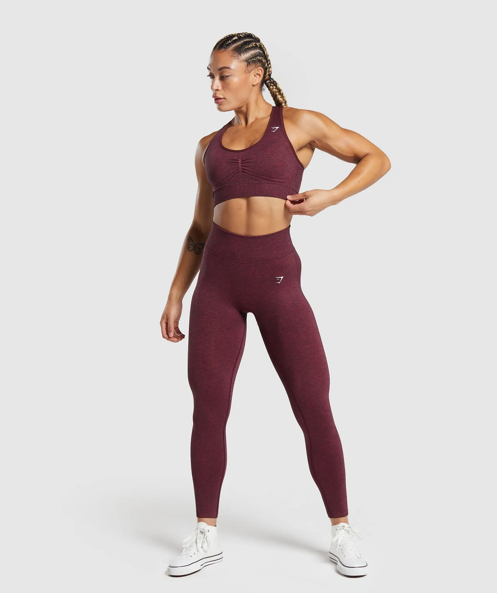Gymshark Lift Contour Seamless Sports Bra - Vintage Pink/Black Marl sold by Gymshark product image thumbnail 4