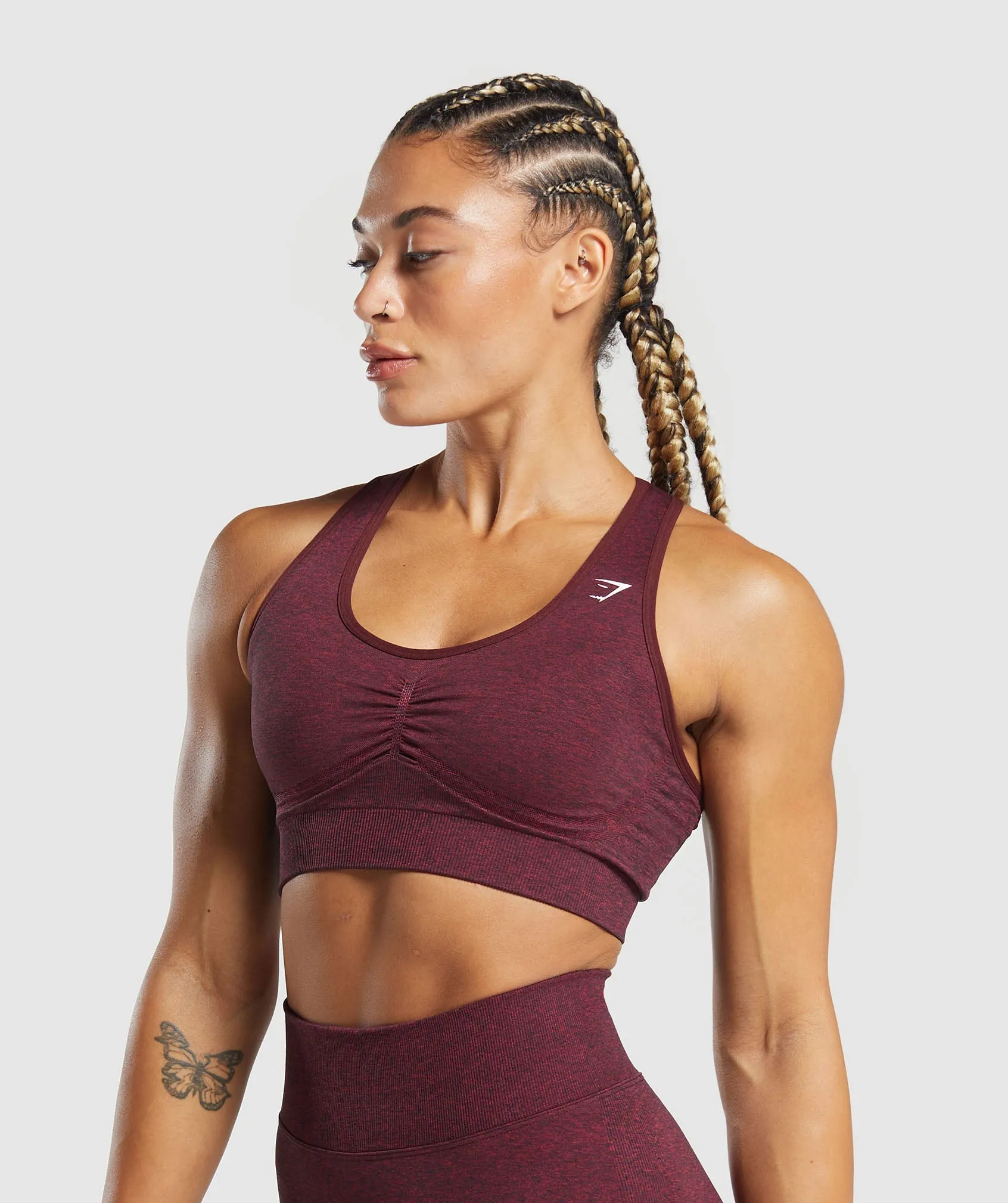 Gymshark Lift Contour Seamless Sports Bra - Vintage Pink/Black Marl sold by Gymshark product image thumbnail 3