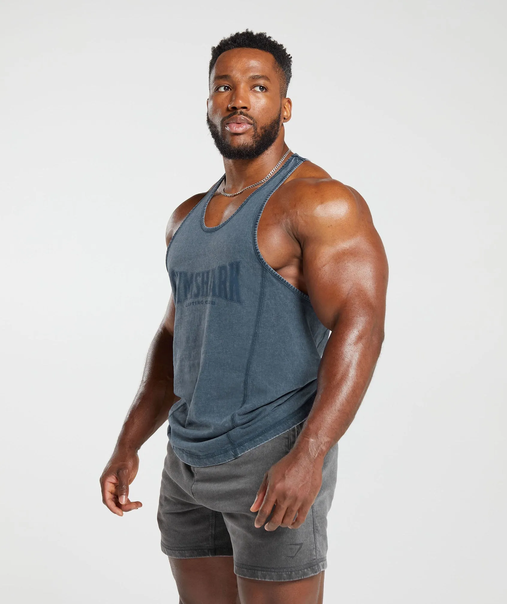 Gymshark Heritage Washed Stringer - Navy sold by Gymshark product image thumbnail 3