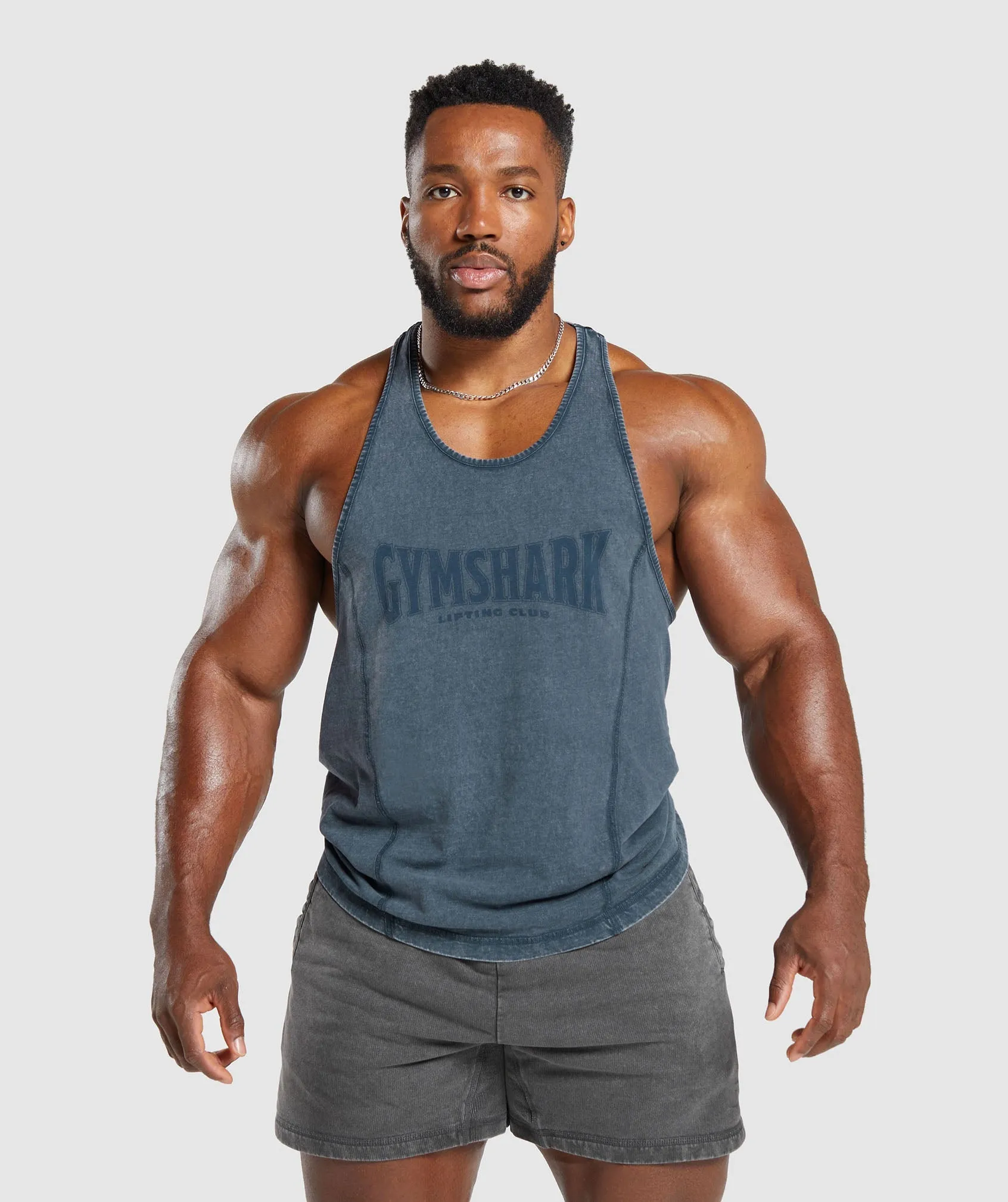 Gymshark Heritage Washed Stringer - Navy sold by Gymshark