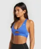 Gymshark Peek A Boo Sports Bra - Iris Blue sold by Gymshark